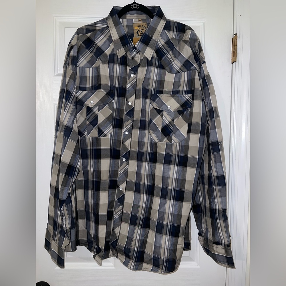 Coevals Club Classic Tan and Black Checkered Men's Button-Down Shirt